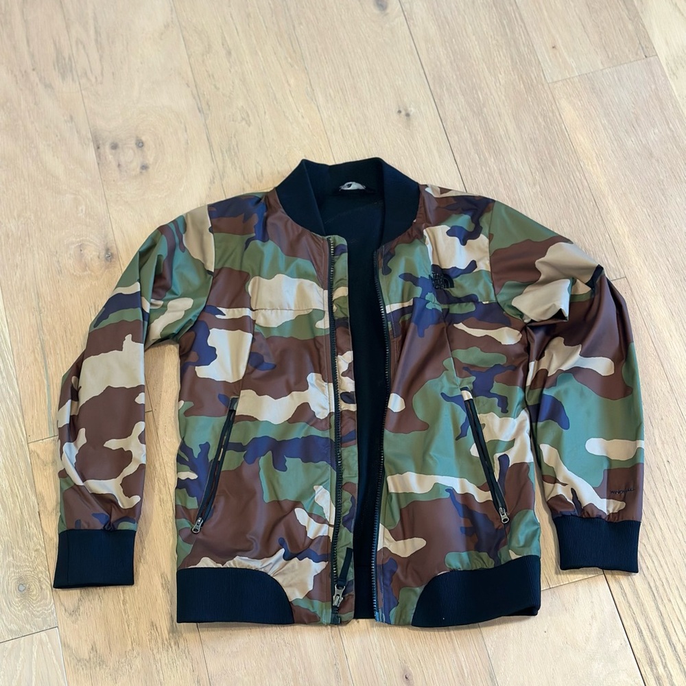 The North Face Green and Brown Camouflage Puffer Jacket